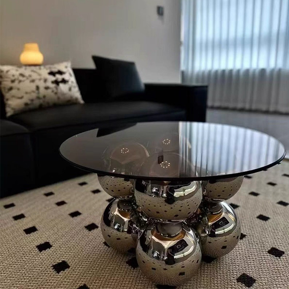 FOREST HILL Stainless steel glass coffee table household corner table