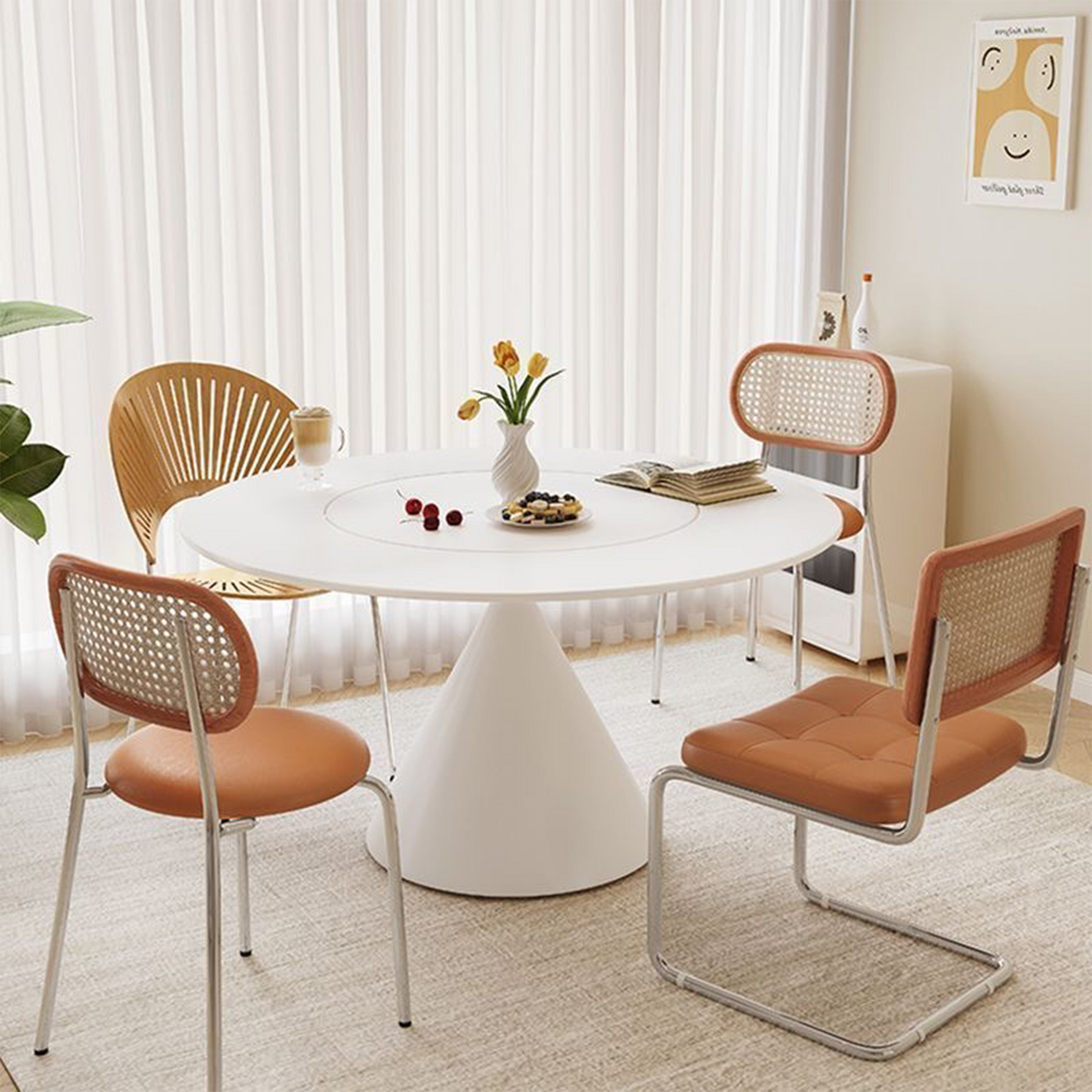 FOREST HILL Pyramid Base Casual Round Table Simplicity Style Dining Room