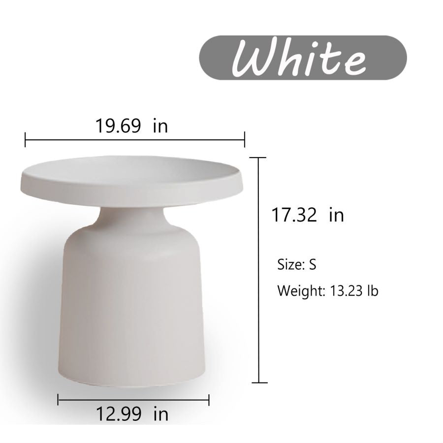 MARTINI MODERN ROUND COFFEE TABLE MATTE BLACK MATTE WHITE side table, 27'/20'