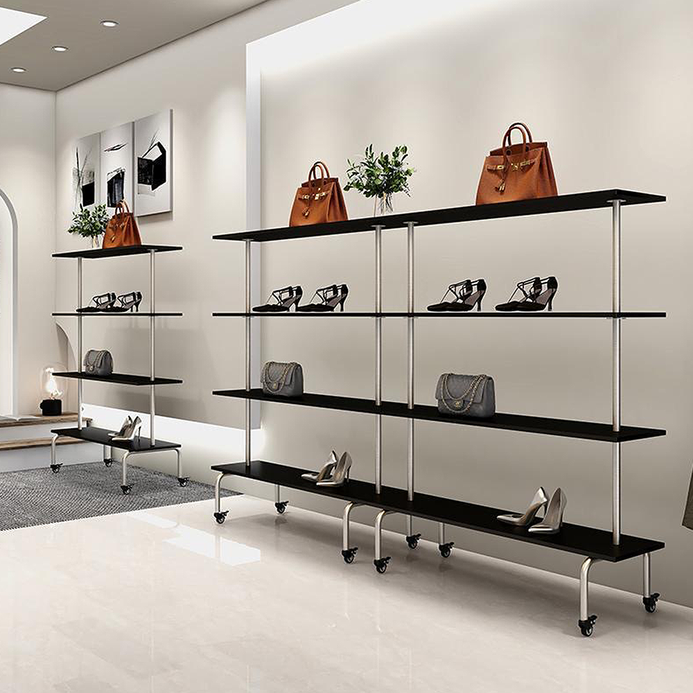 FOREST HILL Simple Multipurpose Black Display Shelf With Wheel