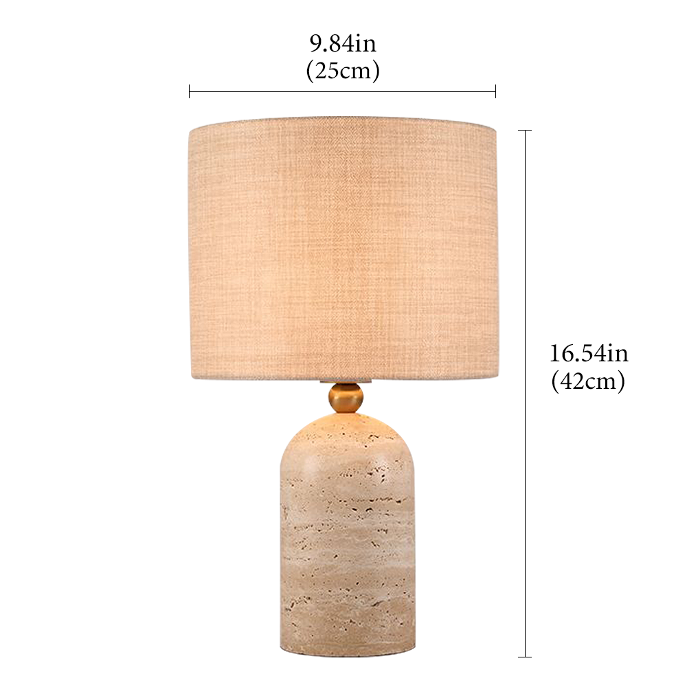 FOREST HILL Natural Travertine & Brass Accent Table Lamp