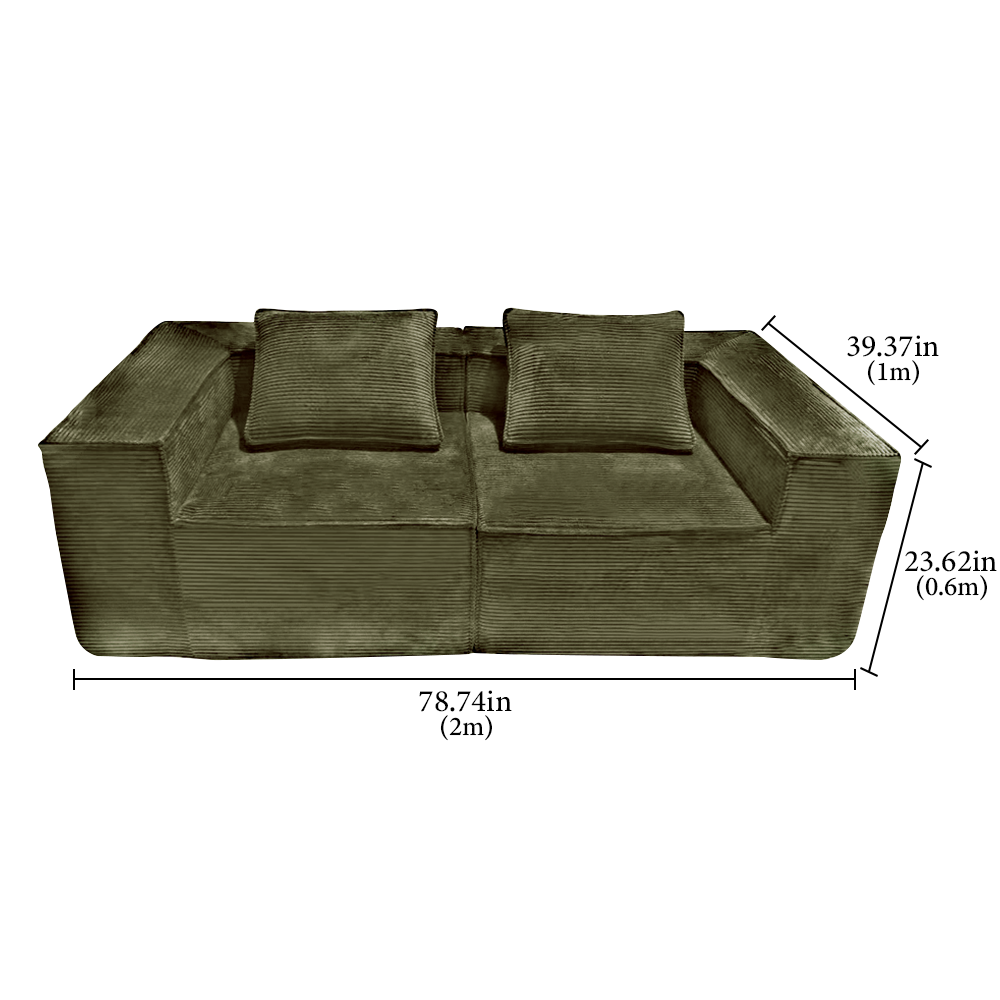 FOREST HILL HOME 79“ Chenille Corduroy Upholstered Two Seats Sofa