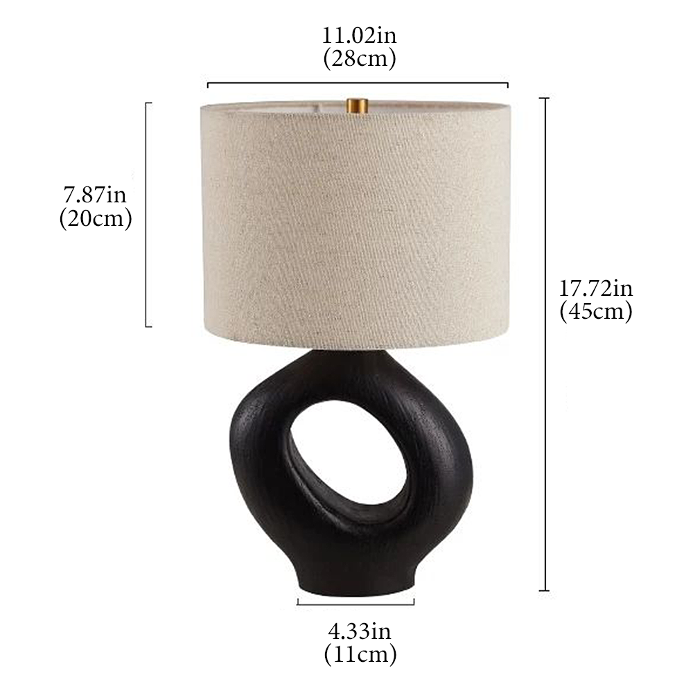 FOREST HILL Matte Black Oval Ceramic Table Lamp