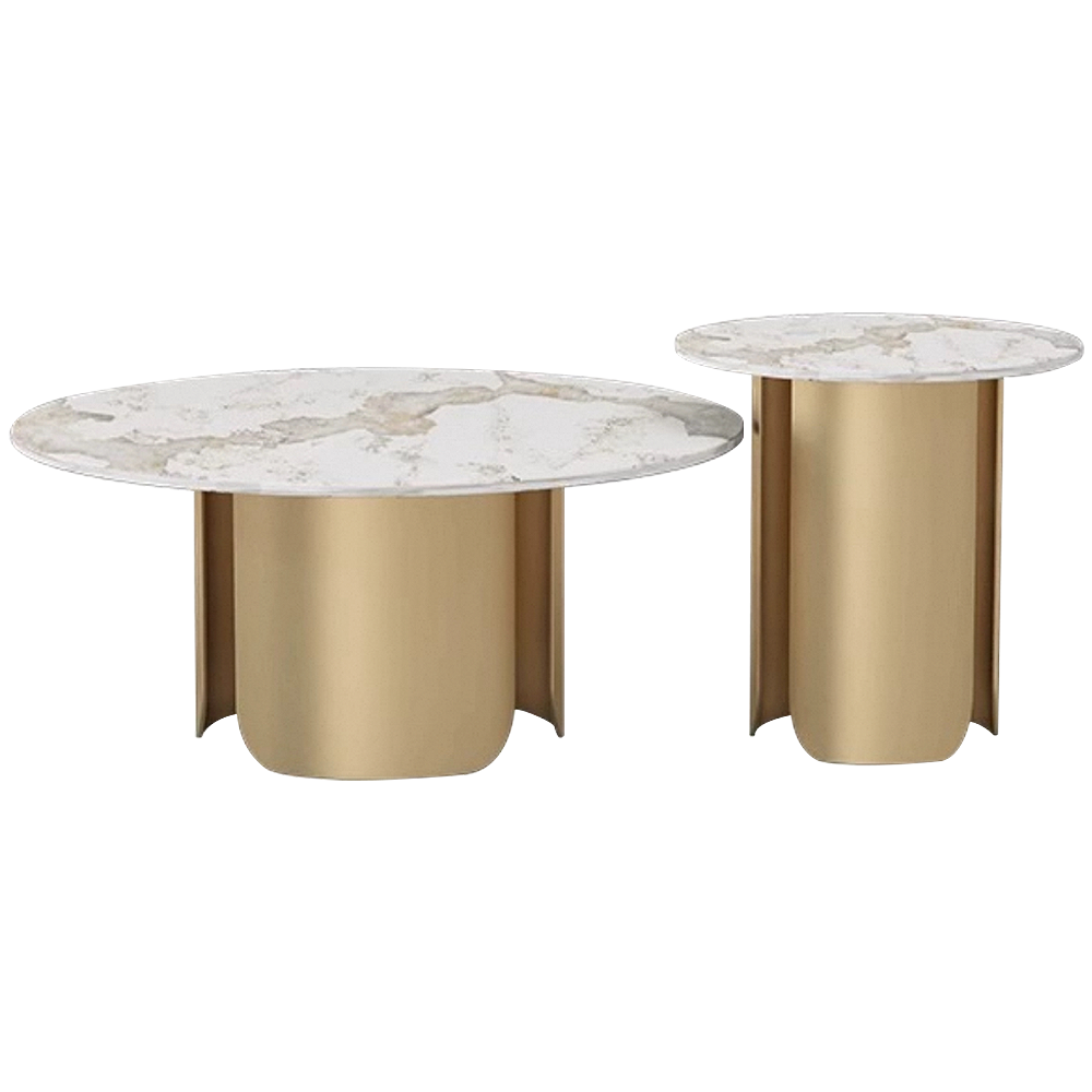FOREST HILL Modern Marble & Steel Center & Side Tables
