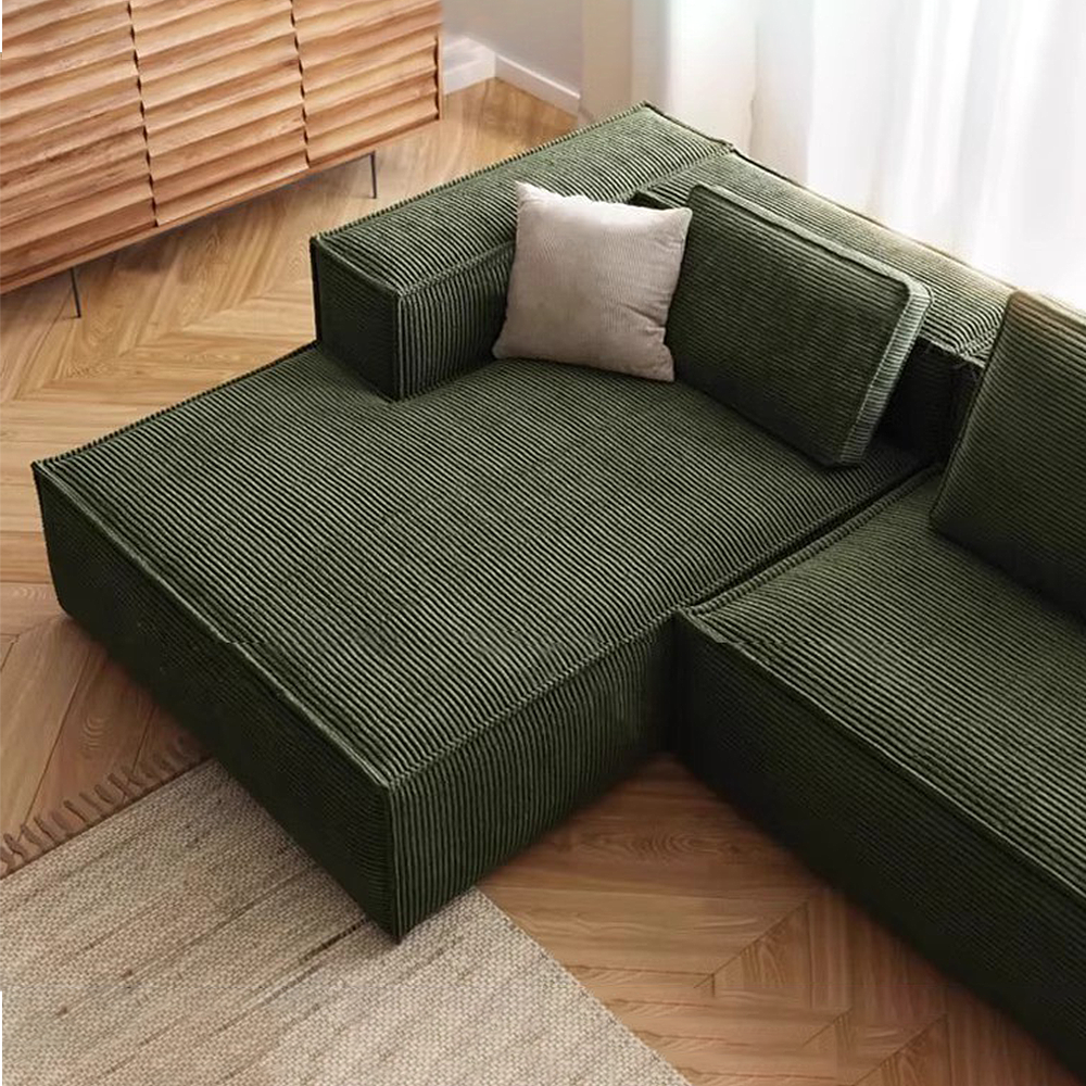 FOREST HILL 108" L-Shape Chenille Corduroy Upholstered Sofas with Side Chaise