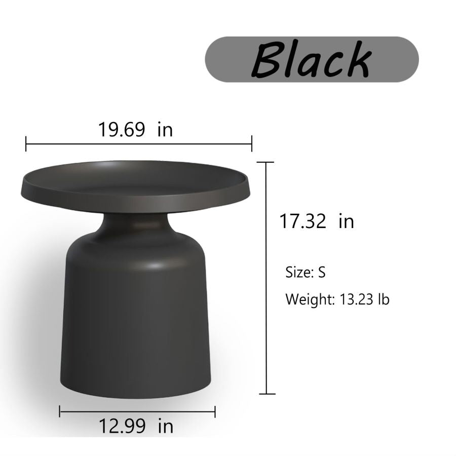 MARTINI MODERN ROUND COFFEE TABLE MATTE BLACK MATTE WHITE side table, 27'/20'