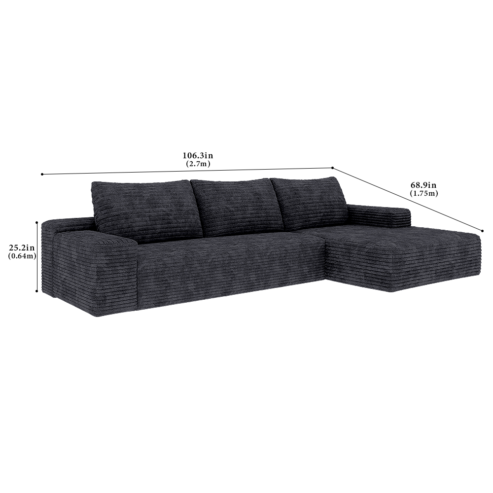 FOREST HILL 106“ L-shape Upholstered Deep Sitting Sofa with Chaise
