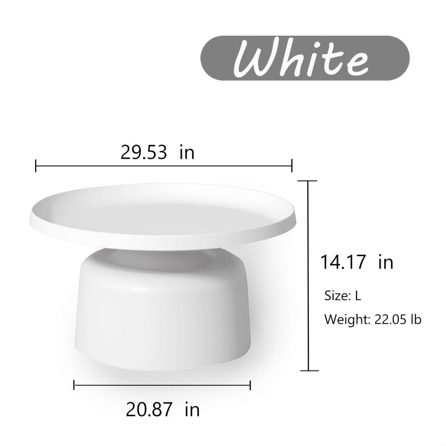 MARTINI MODERN ROUND COFFEE TABLE MATTE BLACK MATTE WHITE side table, 27'/20'