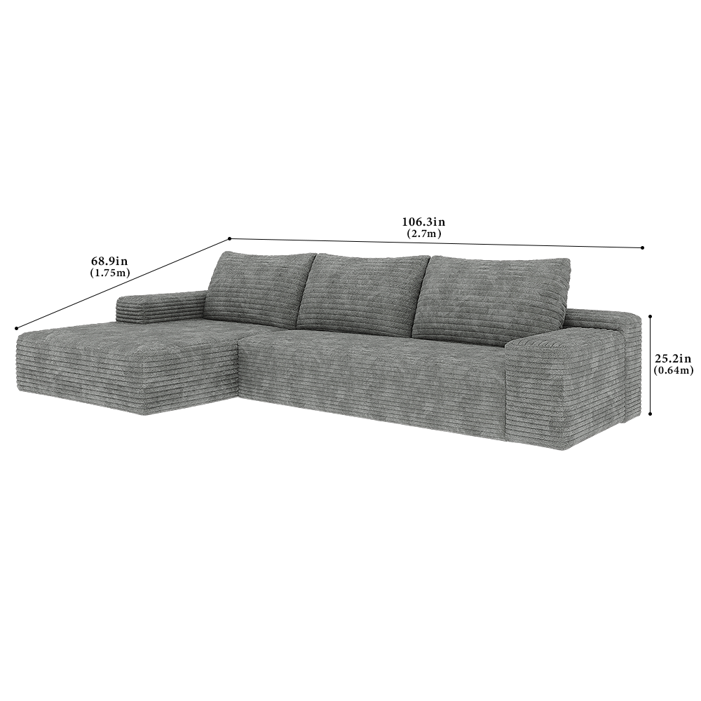 FOREST HILL 106“ L-shape Upholstered Deep Sitting Sofa with Chaise