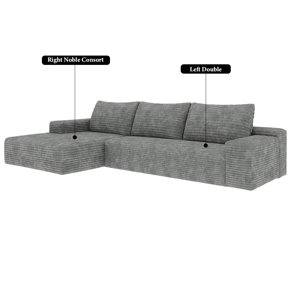 FOREST HILL 106“ L-shape Upholstered Deep Sitting Sofa with Chaise