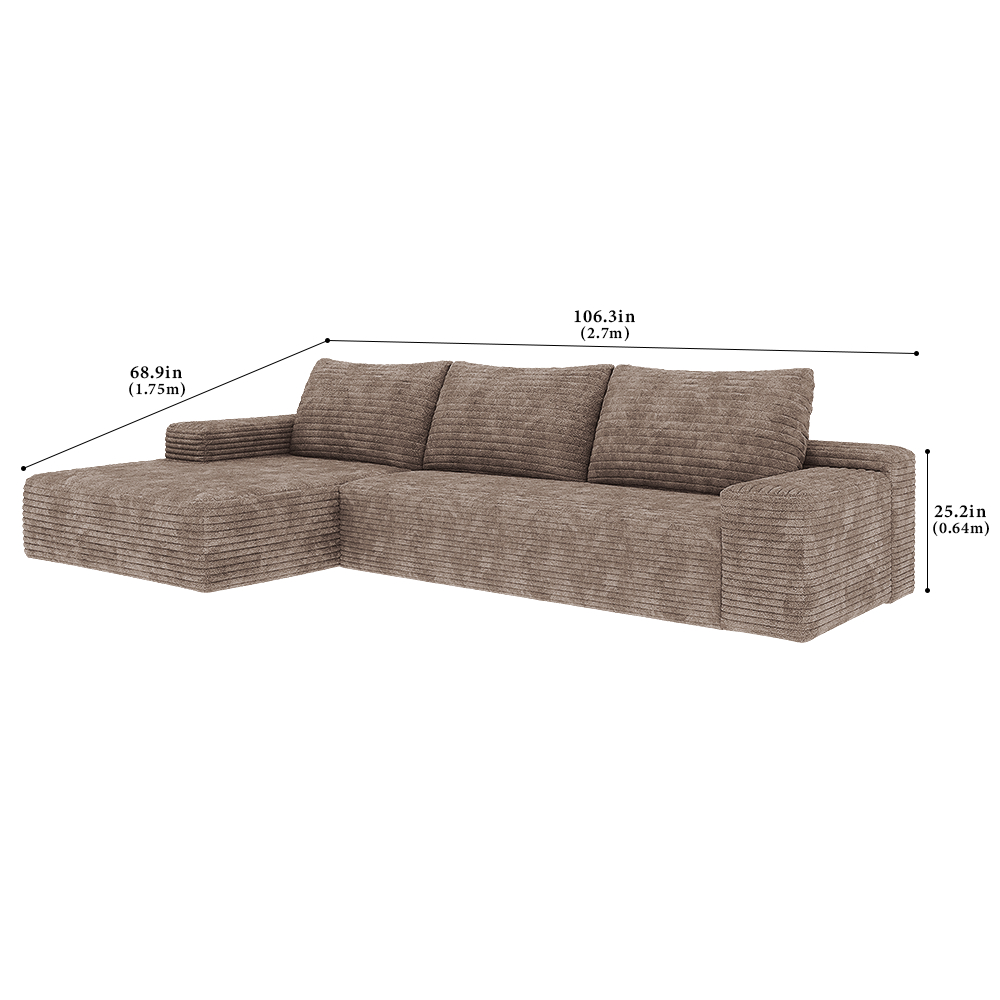 FOREST HILL 106“ L-shape Upholstered Deep Sitting Sofa with Chaise