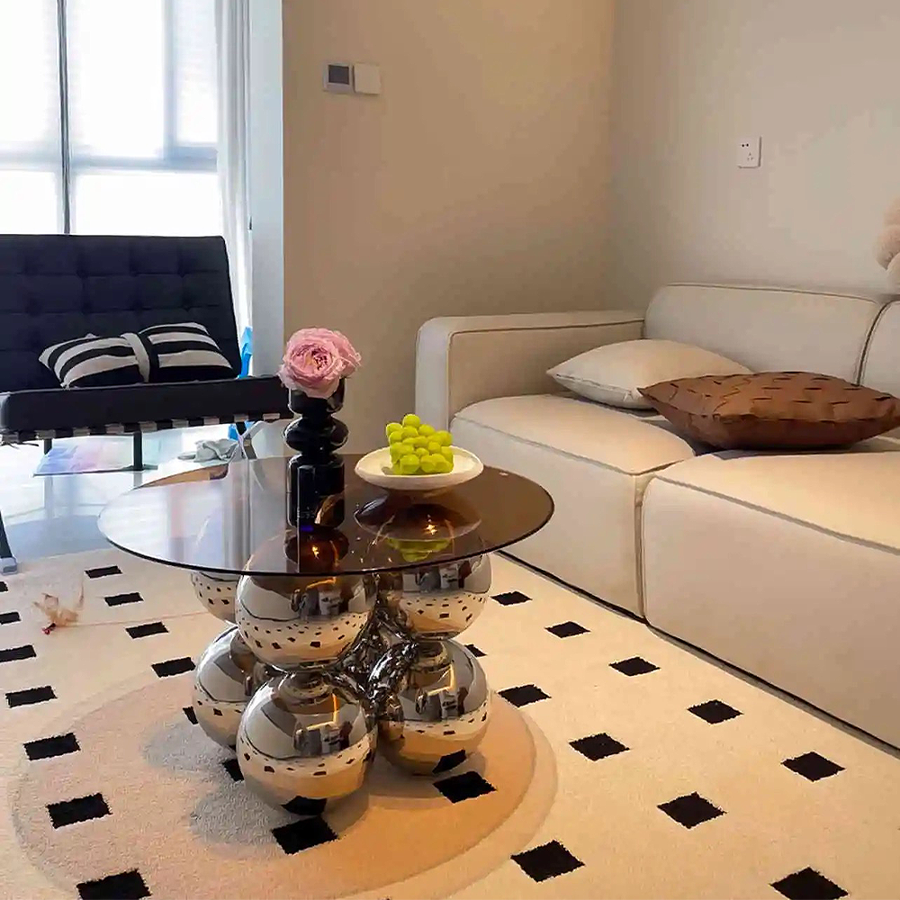 FOREST HILL Stainless steel glass coffee table household corner table