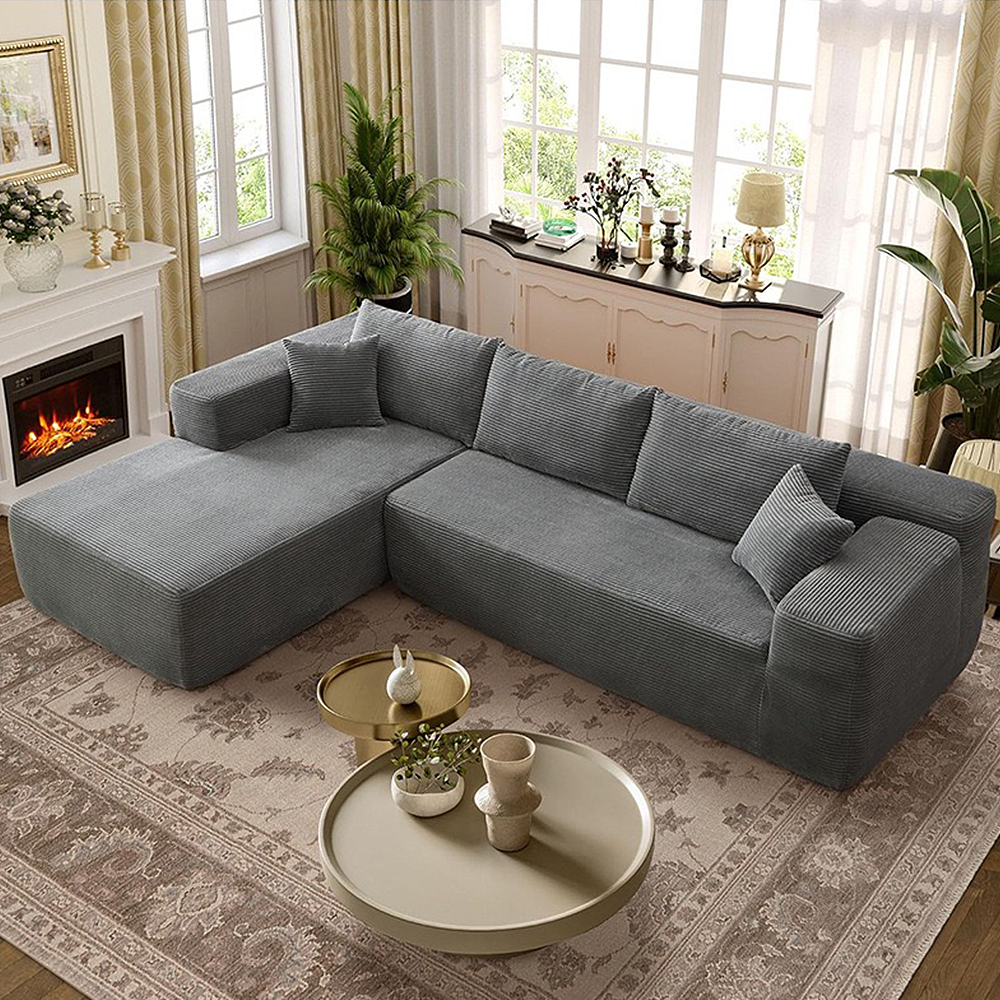 FOREST HILL 106“ L-shape Upholstered Deep Sitting Sofa with Chaise
