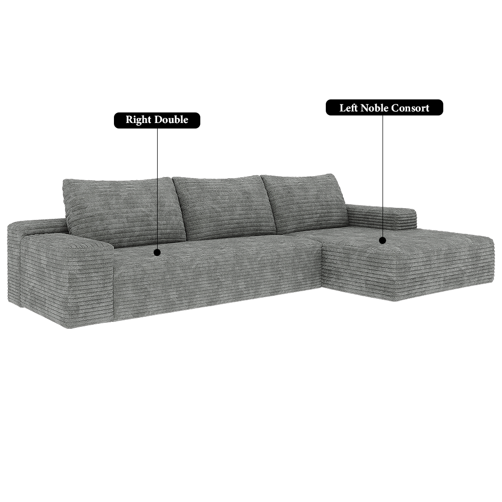 FOREST HILL 106“ L-shape Upholstered Deep Sitting Sofa with Chaise