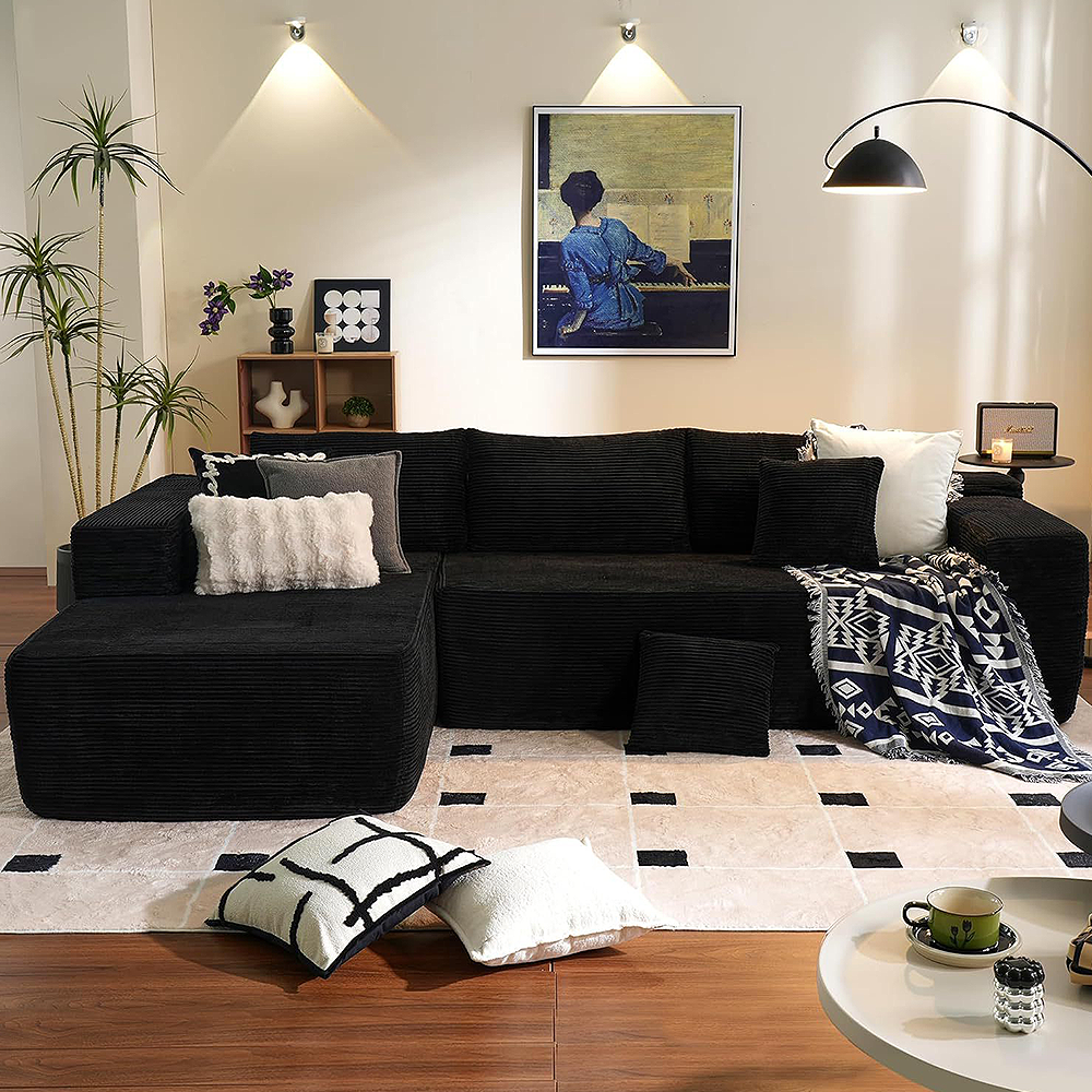 FOREST HILL 106“ L-shape Upholstered Deep Sitting Sofa with Chaise