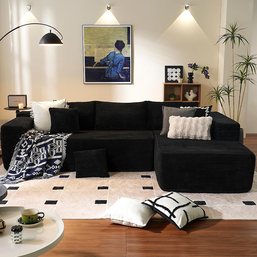 FOREST HILL 106“ L-shape Upholstered Deep Sitting Sofa with Chaise