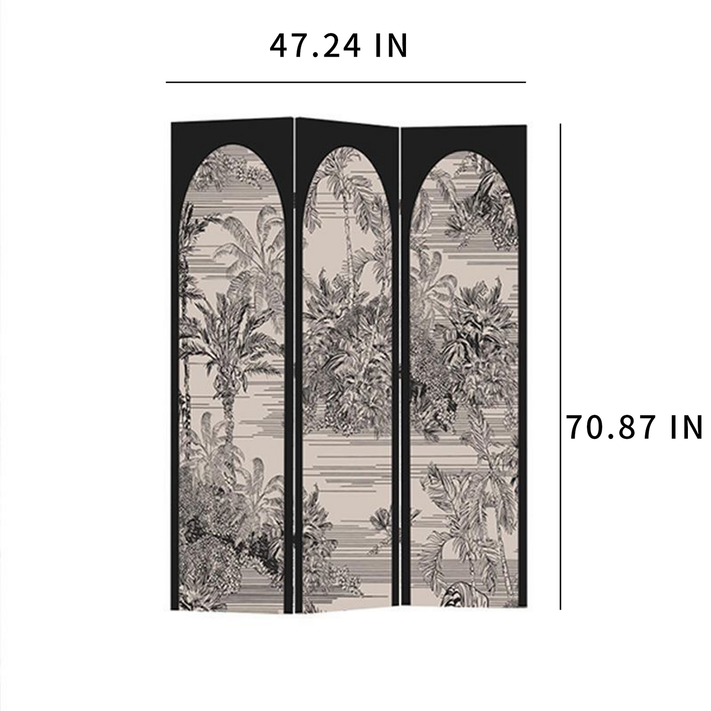 FOREST HILL 3 Panels Modern Portable Black Double Sided Print Opaque Canvas Screen Divider