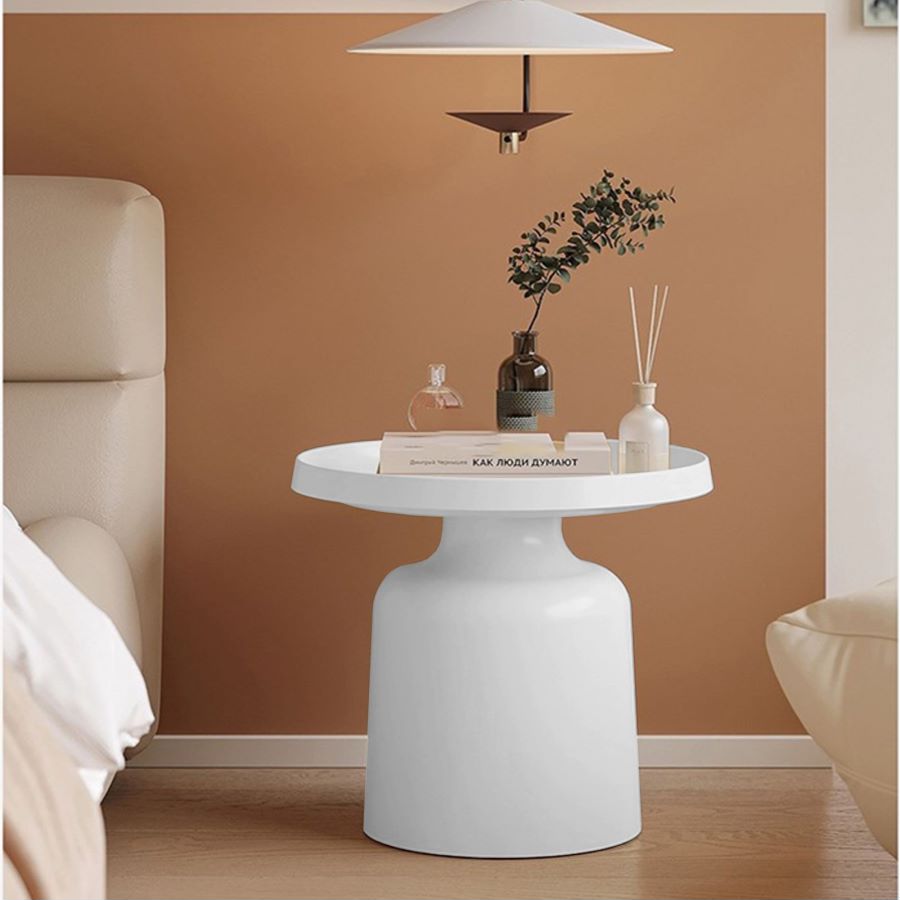 MARTINI MODERN ROUND COFFEE TABLE MATTE BLACK MATTE WHITE side table, 27'/20'
