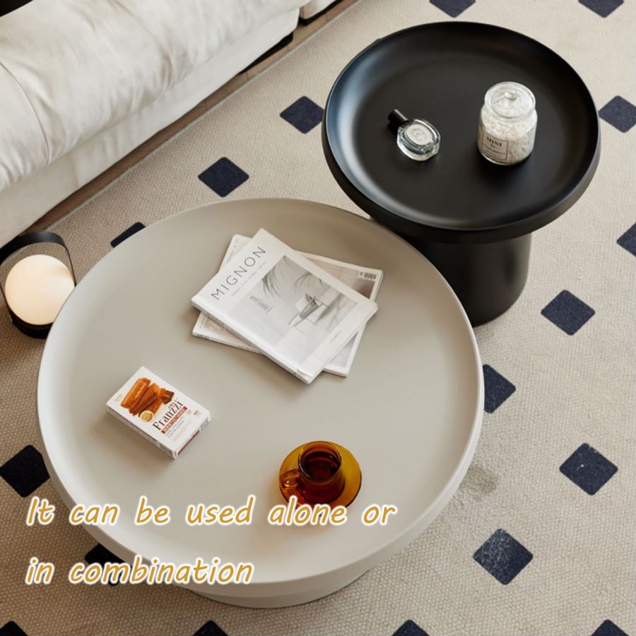 MARTINI MODERN ROUND COFFEE TABLE MATTE BLACK MATTE WHITE side table, 27'/20'